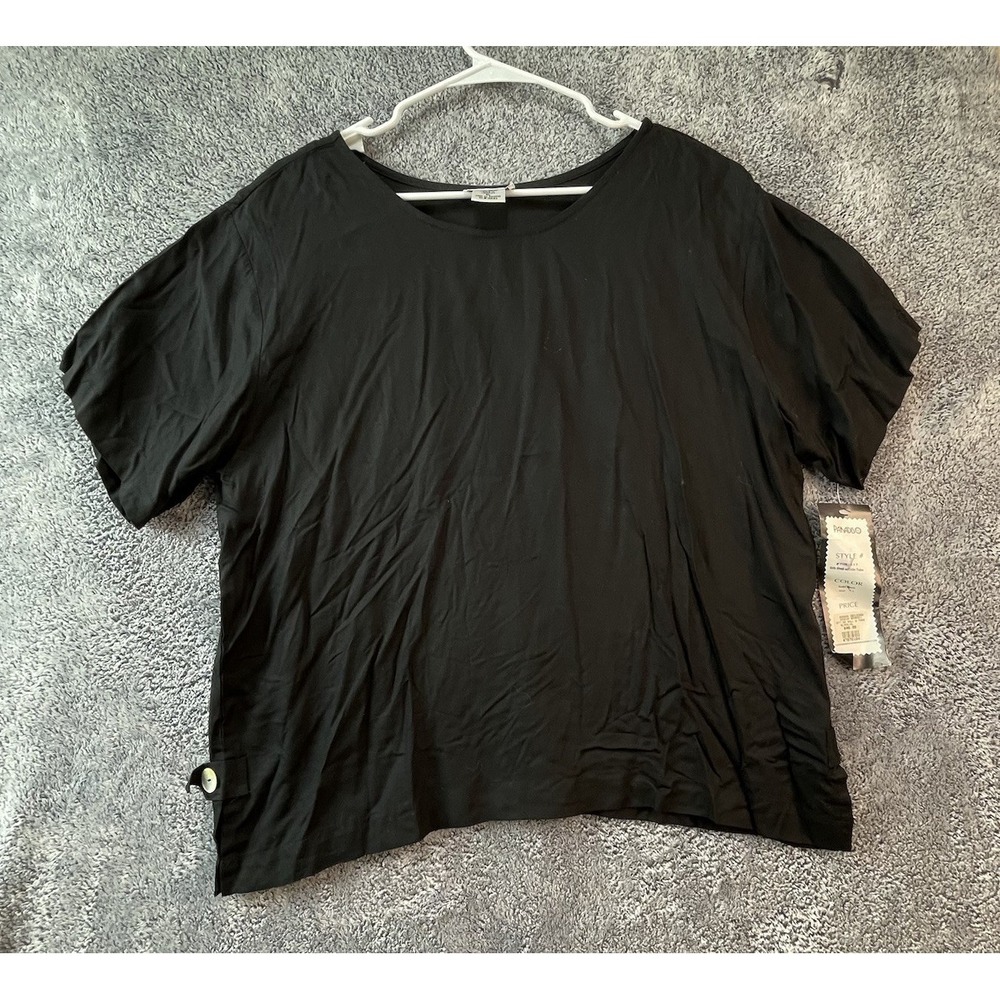 NWT Paradiso XL Top Vintage Shirt 100% Rayon Black Shell With Side Tabs
